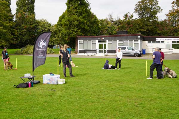 Photograph of Lisa of Nimbus Dogs running a Dog Training Workshop in Ewell, Epsom, Surrey