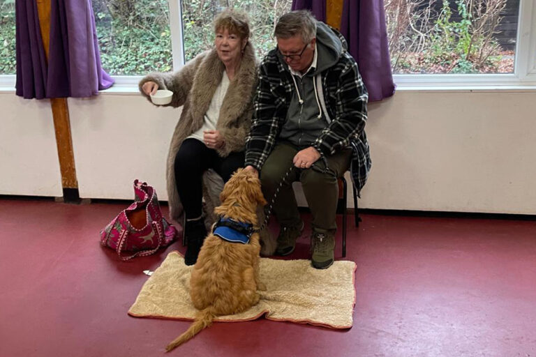 Training your puppy with Nimbus Dogs. A photograph of one of our clients at puppy class