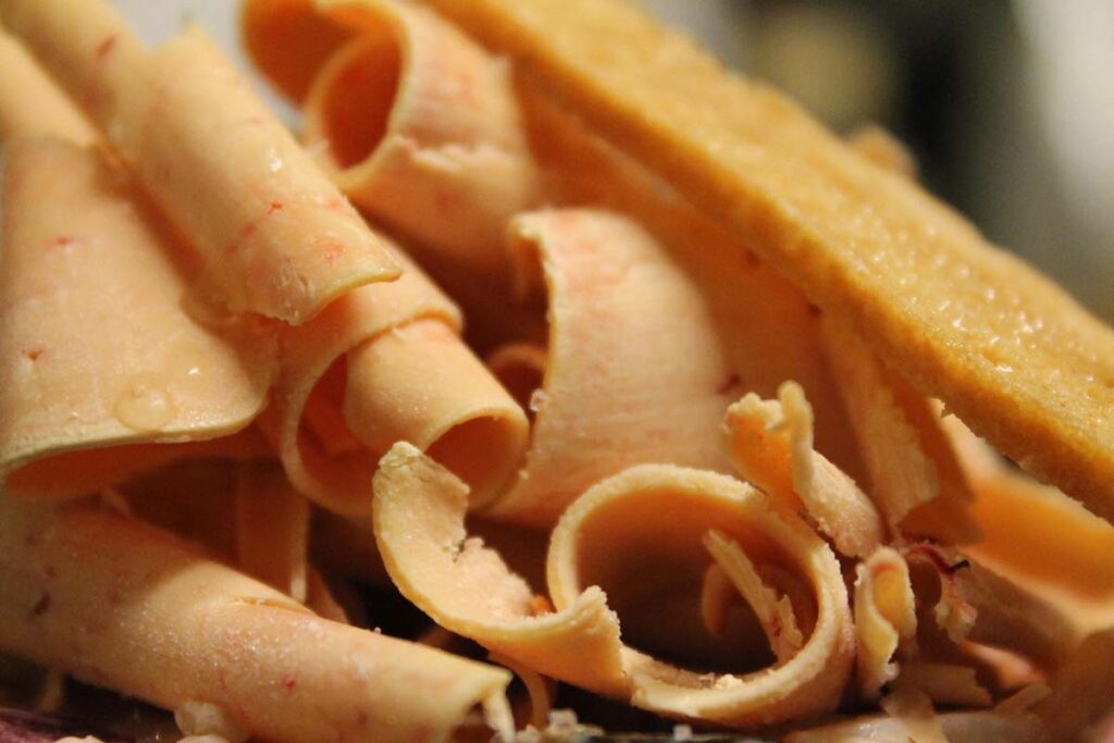 Photograph of slices of meat for dog training